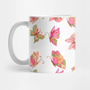 Butterfly Pattern - Light Red Coloured Mug